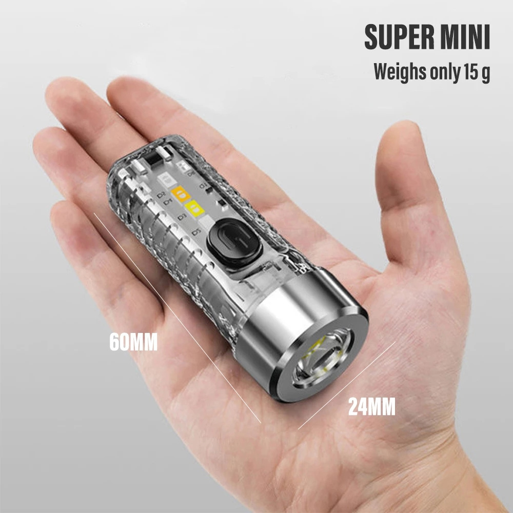 Mini Multicolor Side Lights 7 Camping Lighting Mode Key Chain Rechargeable Emergency Light Flashlight