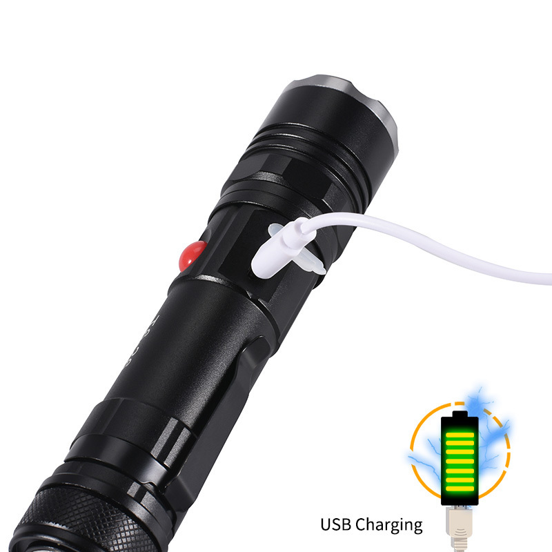 Helius High Quality Outdoor Bright Light Usb Rechargeable Zoom T6 Long Range Work Light With Magnet Pen Clip Cob Flashlight