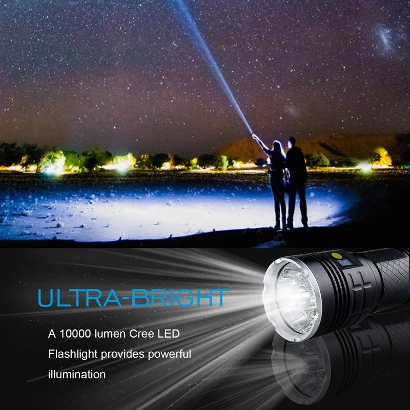 100000 Lumens,15x T6 LED 4 Modes Super Bright Tactical Flashlight, Waterproof Handheld Light with Power D Led Flashlight