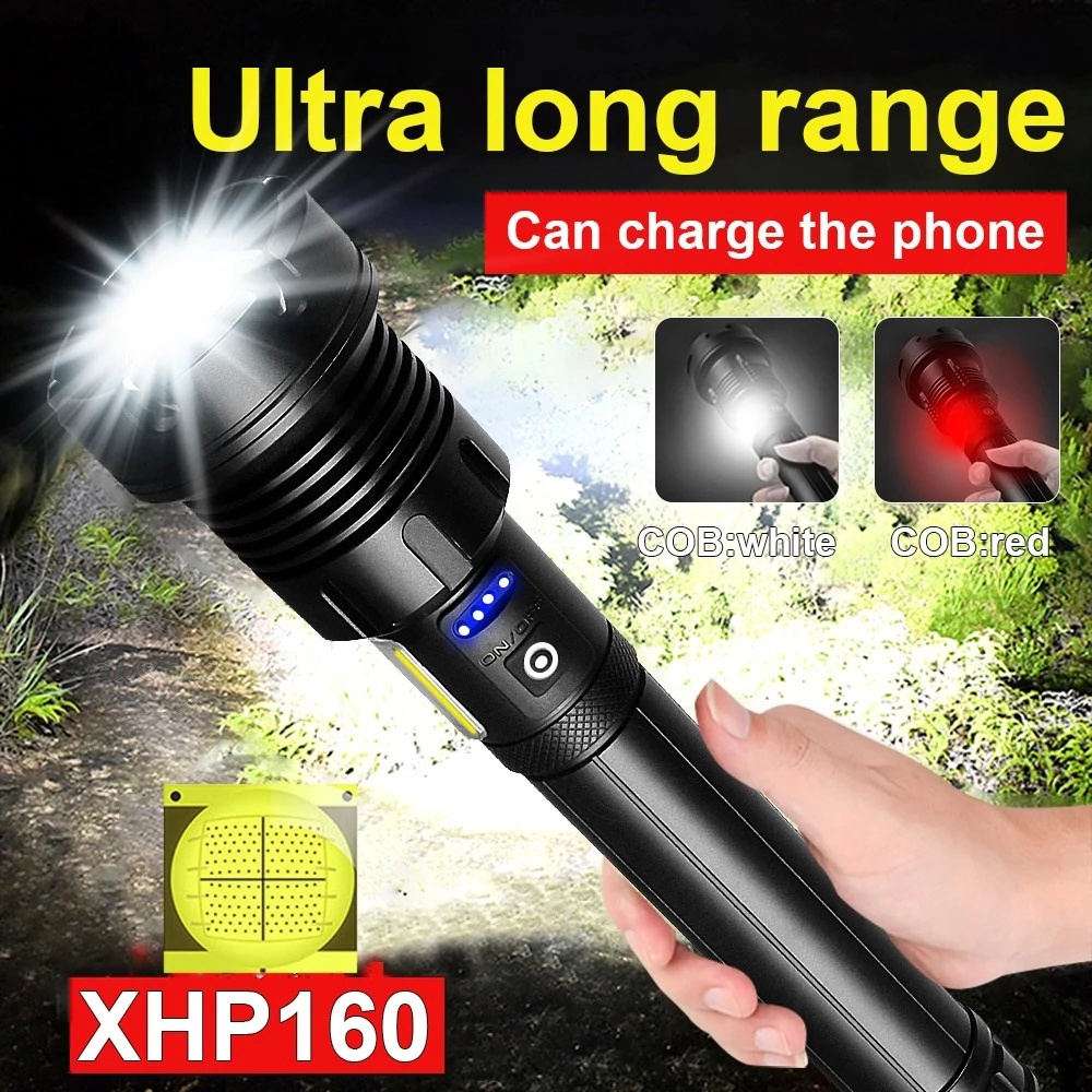 Helius 2024 New Super Bright  7 Modes 20W  High Powered COB Led Fleshlight Torches Rechargeable Waterproof led Flashlights