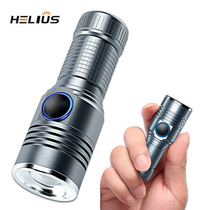 Helius High Quality Mini Portable Strong Light LED Zoom Rechargeable Super Bright Outdoor Essential Utility Gadget Flashlight