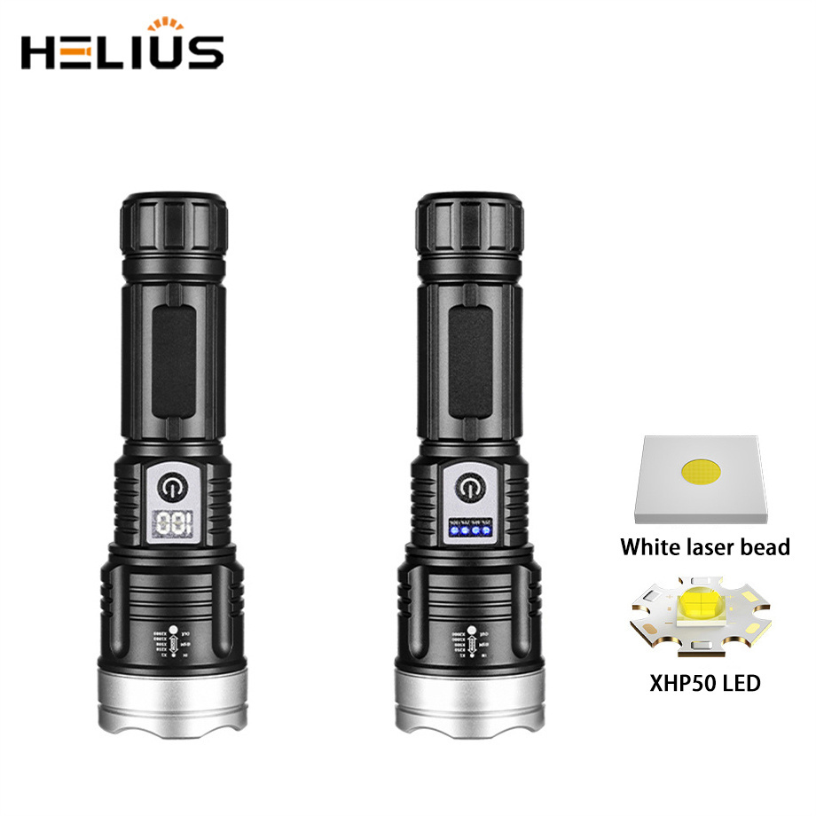 New Style Long-Distance Shooting / P50 Strong Light Rechargeable Outdoor Super Bright Household Zoom Led Portable Flashlight