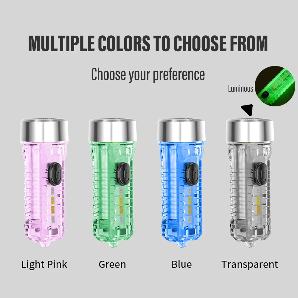 Mini Multicolor Side Lights 7 Camping Lighting Mode Key Chain Rechargeable Emergency Light Flashlight