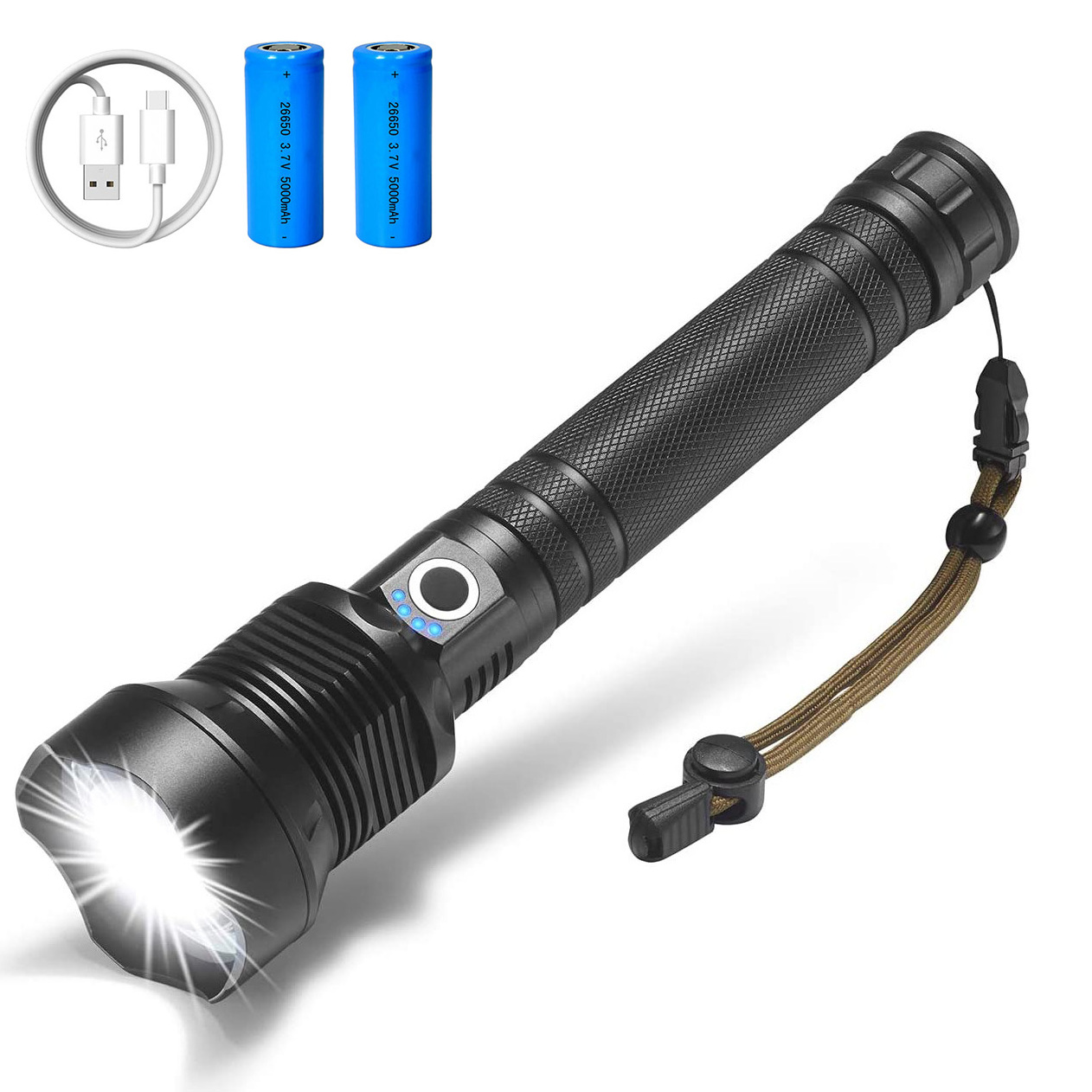 Promotional 2000 Lumens Zoomable 3 Modes Waterproof Camping Outdoor Strobe Powerful Tactical Flashlight Torch light