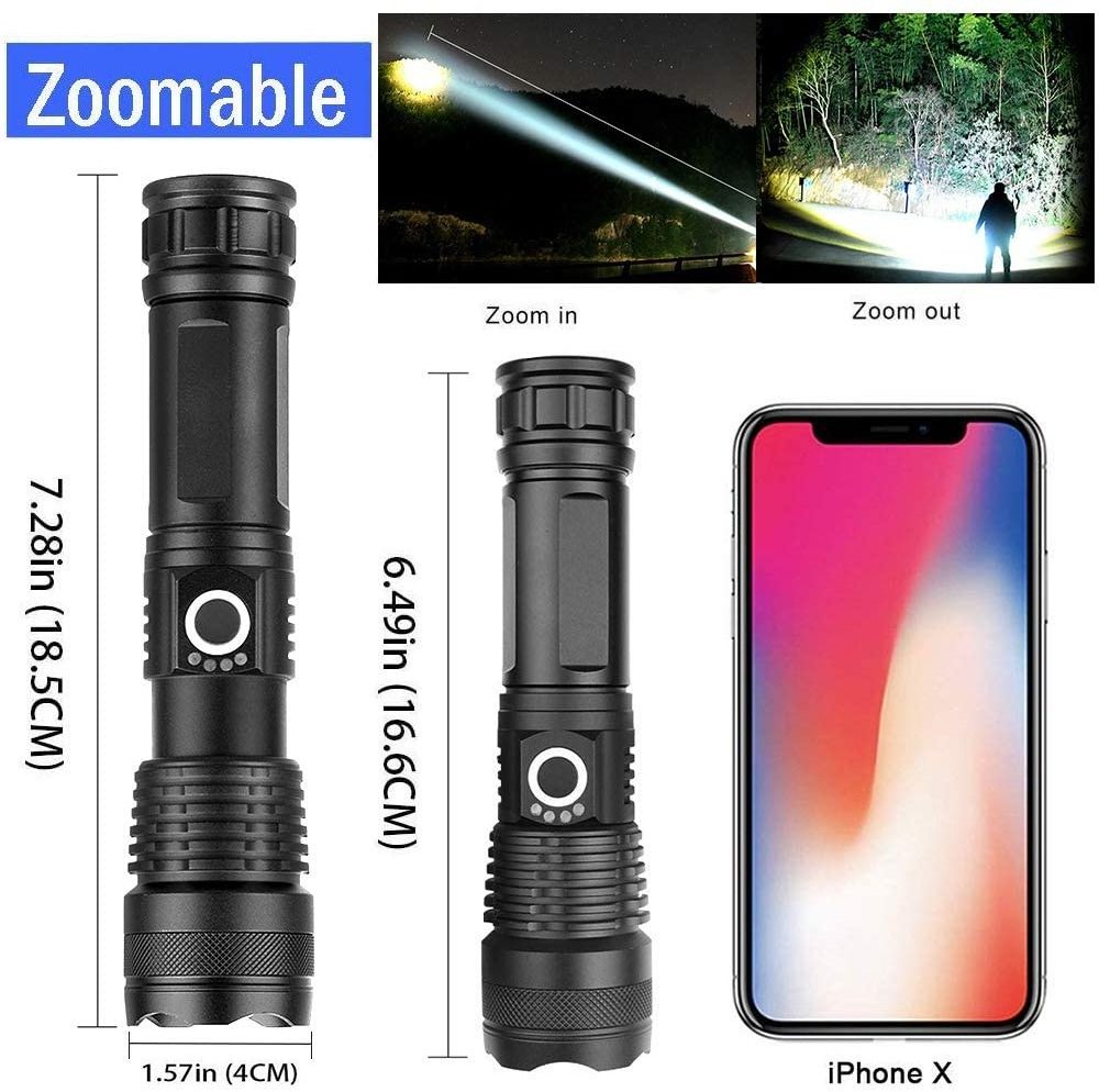 Hot Sale Cheap XHP50 26650 Zoom Powerful LED Flashlight 3500 Lumens Camping USB Waterproof Rechargeable Torch Light Flashlight