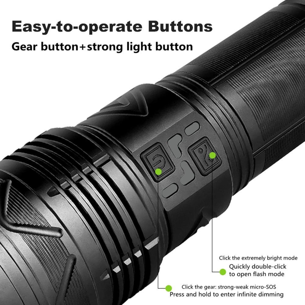 Helius Outdoor Power Display High Power 100W GT60 Super Bright Spotlight Long Range Zoomable Emergency LED Flashlight