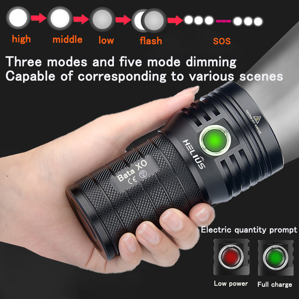 Powerful 10000 lumen USB charging Long Beam Distance Tactical Torch Light Led High Lumen Flashlights with High Power  LED