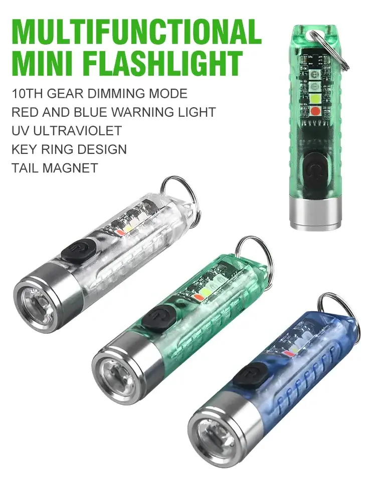 Helius Mini Keychain LED Rechargeable Portable Magnetic USB High Power Camping Long Range Light Flashlight