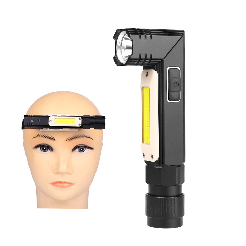 Outdoor Fishing Light Head 90 Degrees Folding Tail 360 Degrees Adjustment Usb Rechargeable Headlamp Multi-Function Flashlight