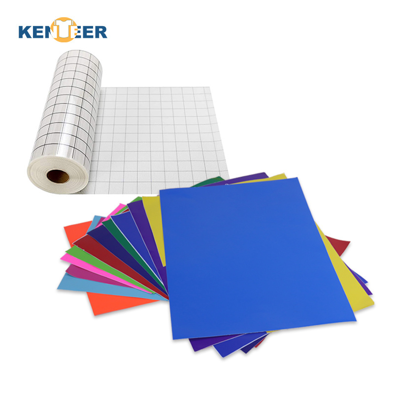 Kenteer advertising glossy matte colorful sticker roll permanent adhesive color cutting vinyl for cutting plotter