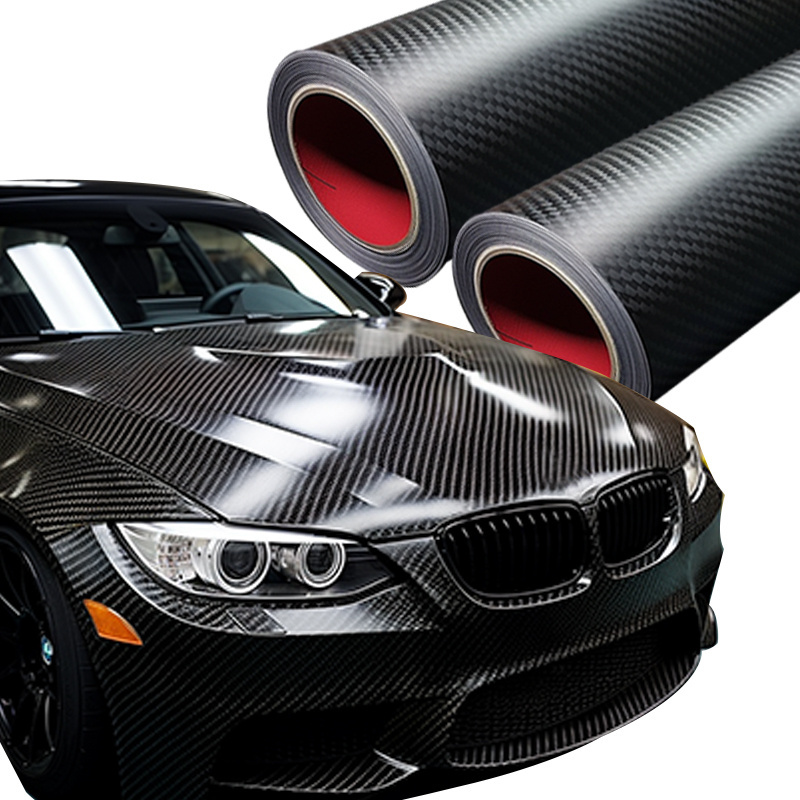 Source factory Auto carbon fiber car wrap vinyl film 3D carbon black(no channel) vinyl car wrap roll for car body protection