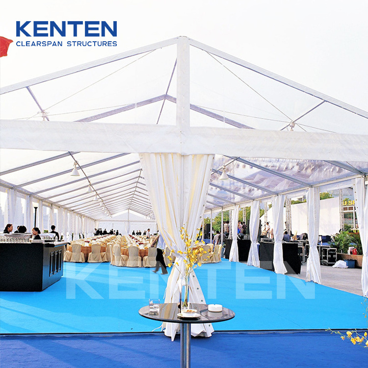 Large outdoor aluminum pvc clear top tente transparente metal frame tent transparent span party plastic tent with clear sides