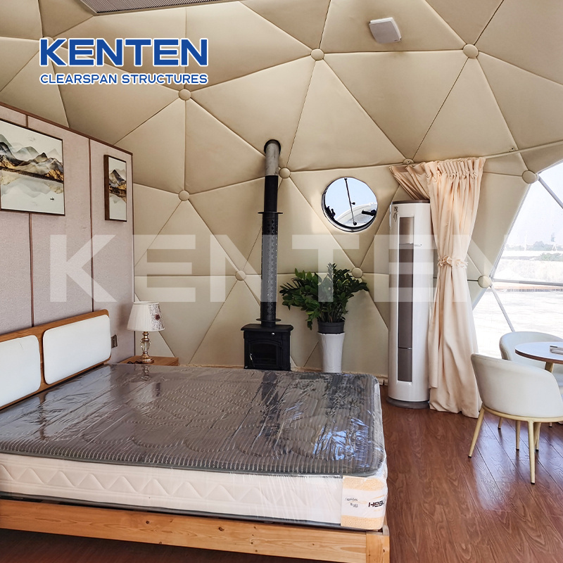 5m 6m 8m 10 meters winter hotel dome house prefab bracket polystyrene pvc glamping geodesic heavy duty dome tents with bathroom