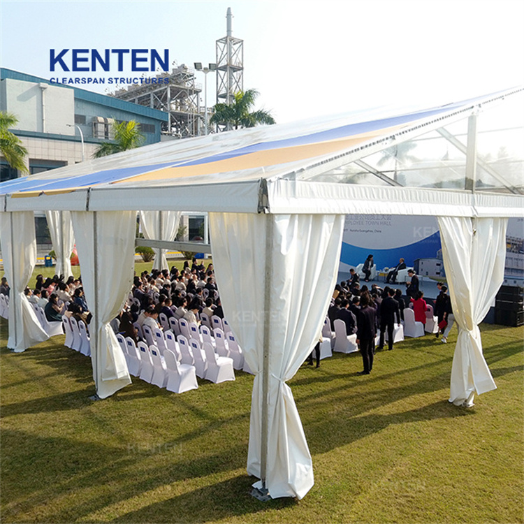 Large outdoor aluminum pvc clear top tente transparente metal frame tent transparent span party plastic tent with clear sides