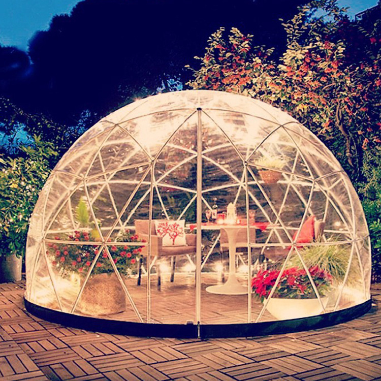 Customized large transparent canopy garden igloo geodesic dome greenhouse inflat stadium clear outdoor dining igloos tent