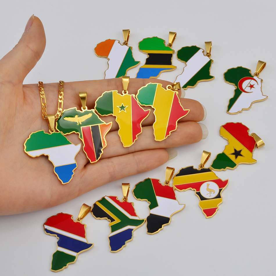 Hip-hop Africa Map Pendant Necklace Jewelry Ghana Nigeria Congo Sudan Somalia Uganda Zimbabwe Zambia Liberia #207921