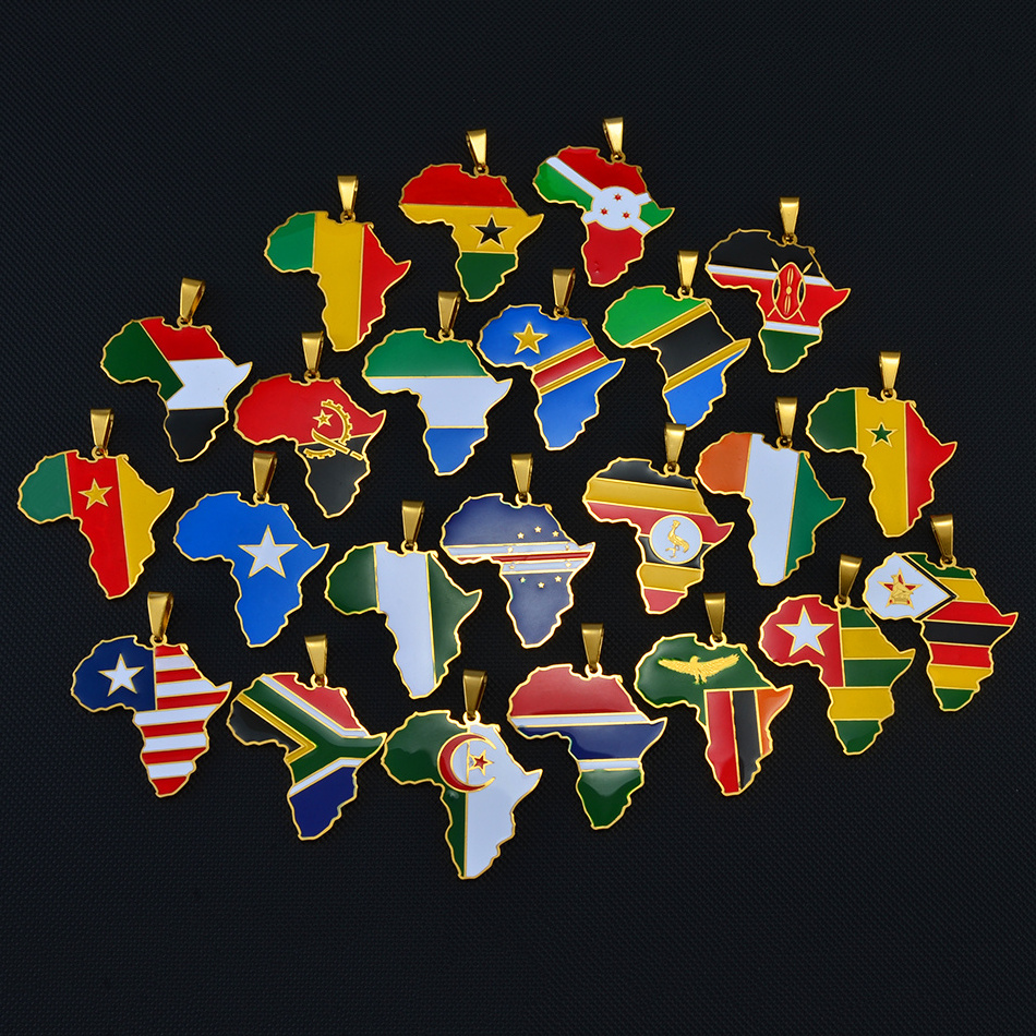 Hip-hop Africa Map Pendant Necklace Jewelry Ghana Nigeria Congo Sudan Somalia Uganda Zimbabwe Zambia Liberia #207921