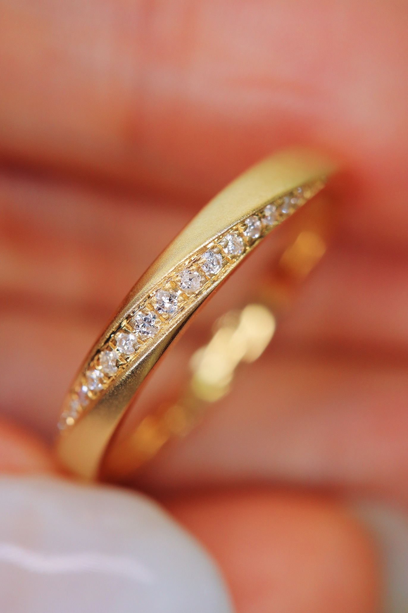 AU750 Good Quality Pure Yellow Gold Diamond Ring 18K Real Solid Gold Wedding Ring Jewelry