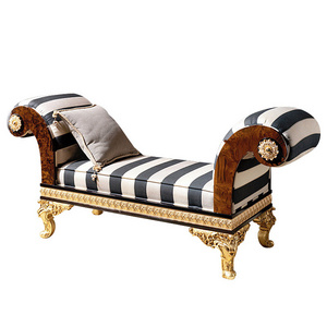 OEM French Royal Luxury Chaise Lounge Sofa Bench Seat Tufted  European Style Wood Carved Chaise Lounges Chair