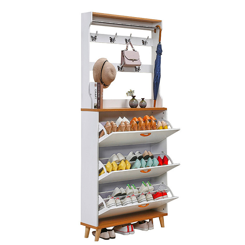 Factory Light Luxury Multilayer Narrow Slim Shoe Rake Cabinet Flip Storage Wood Tall Shoes Rack Home Entrance Organizer Racks