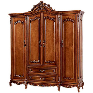 Antique Solid Wood Luxury Cabinet For Clothes White American Bedroom Closet Wooden Durable Tall Wardrobe With Storage Furniture