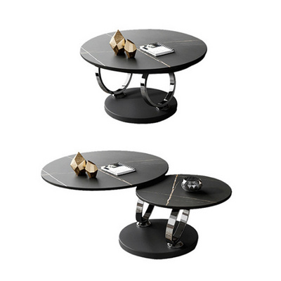 Modern Tempered Glass Corner Center Table Stainless Steel Extendable Revolving Golden Coffee Table For Living Room Furniture