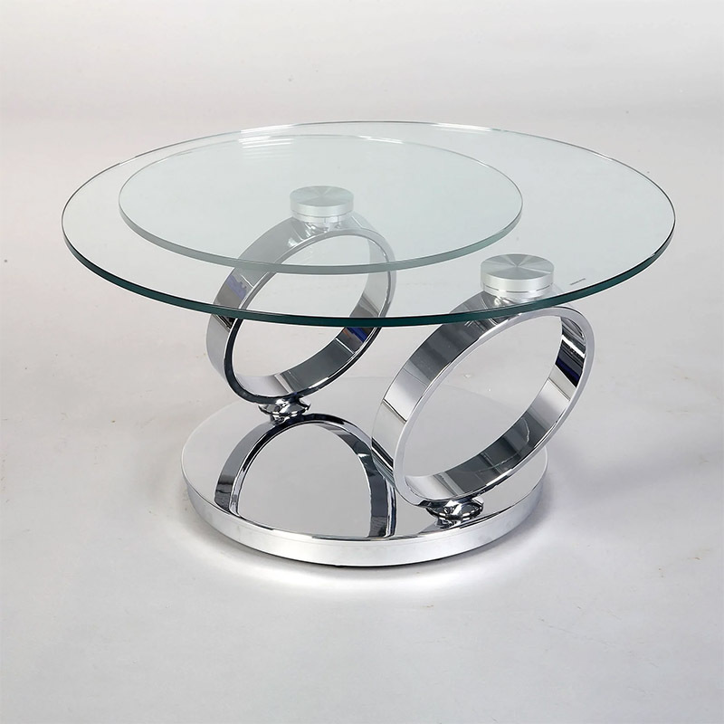 Modern Tempered Glass Corner Center Table Stainless Steel Extendable Revolving Golden Coffee Table For Living Room Furniture