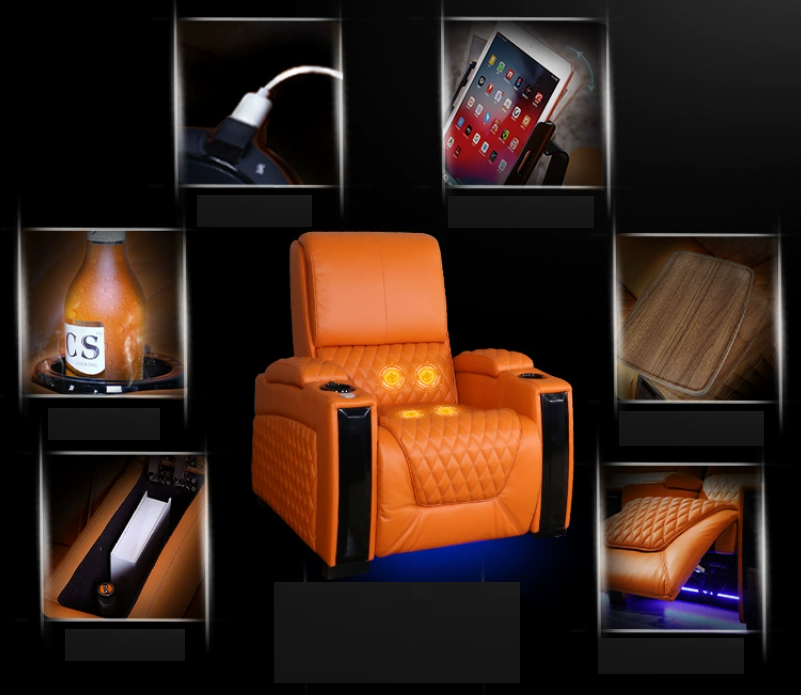 Dubai Theatre Cinema Electric 2 Seat Lift Up Chair Leather Reclining Furniture Home Theater Movie 3 Seaters Recliner Sofa