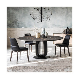 Marble Round Dining Room For 8 Seater Steel Living Dining Furniture Luxury Dinning Table And 4 6 Chair Set With Rotating On Top