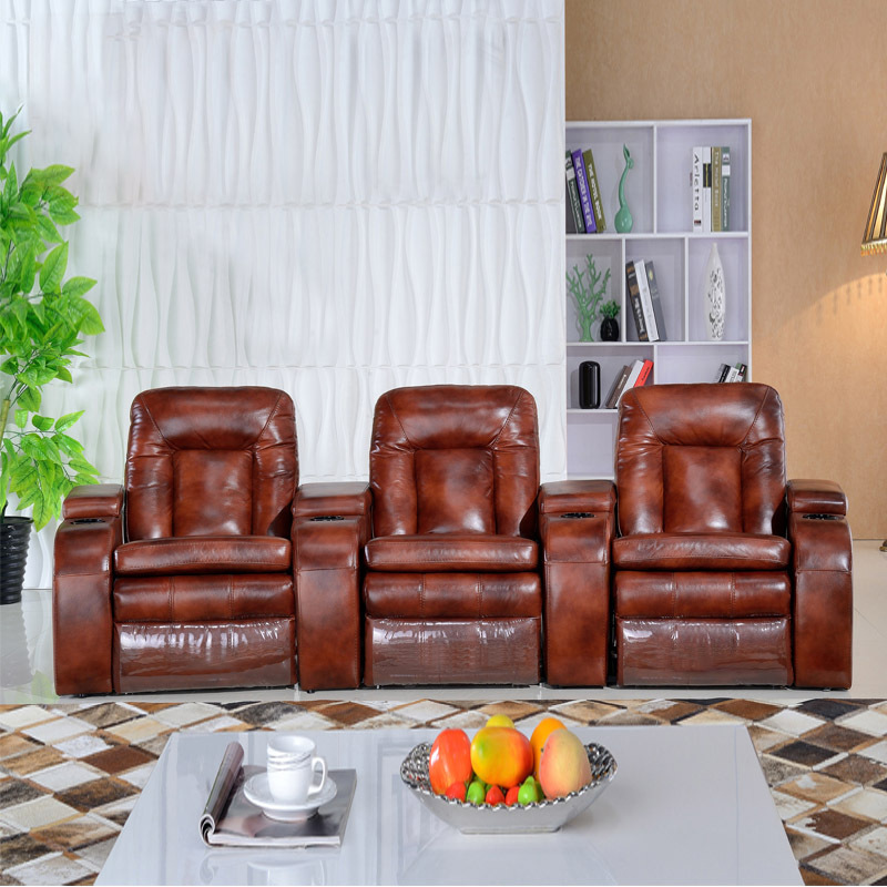 Electric Sillones Reclinables Rocking 360 Massage Recliner Synthetic Real Leather 2 seater Sofa With Cup Holder Table