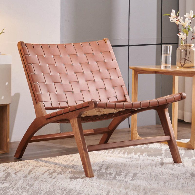 Nordic Accent Rattan Lounge Chairs Solid Wood Frame Sofa Chair Kids Wicker Bar Chairs For Kitchen Furniture