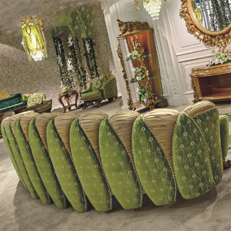 French Antique Carved Luxury Sofa Set Green And Gold Royal Couch  Turkish King Classic Solid Wood Living Room Furniture