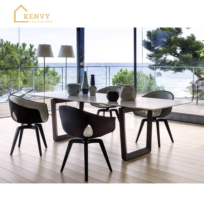 New Ideas Modern Marble Top U Shaped Dining Set Luxury 5 7 9 Seater Dinning Room Table And Chair Qatar Black Kitchen Furniture