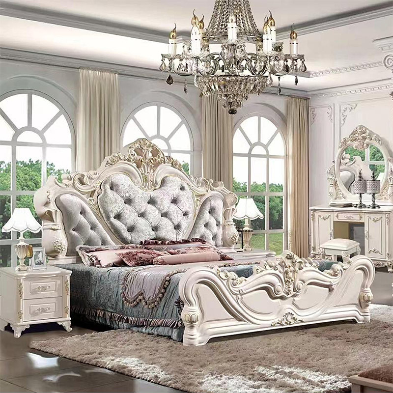 European Royal Luxury Cali King Size Bedroom Furniture Sets Modern Italian Glass Big Complete Bed Room Set For Girls