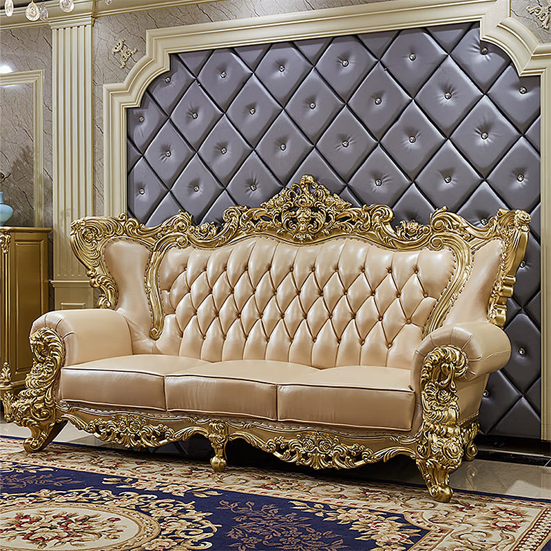 French Luxury Genuine Leather Sofa Couch Set Turkish Royal Hand Carved Wooden Sofas Modern Nordic Living Room Furniture