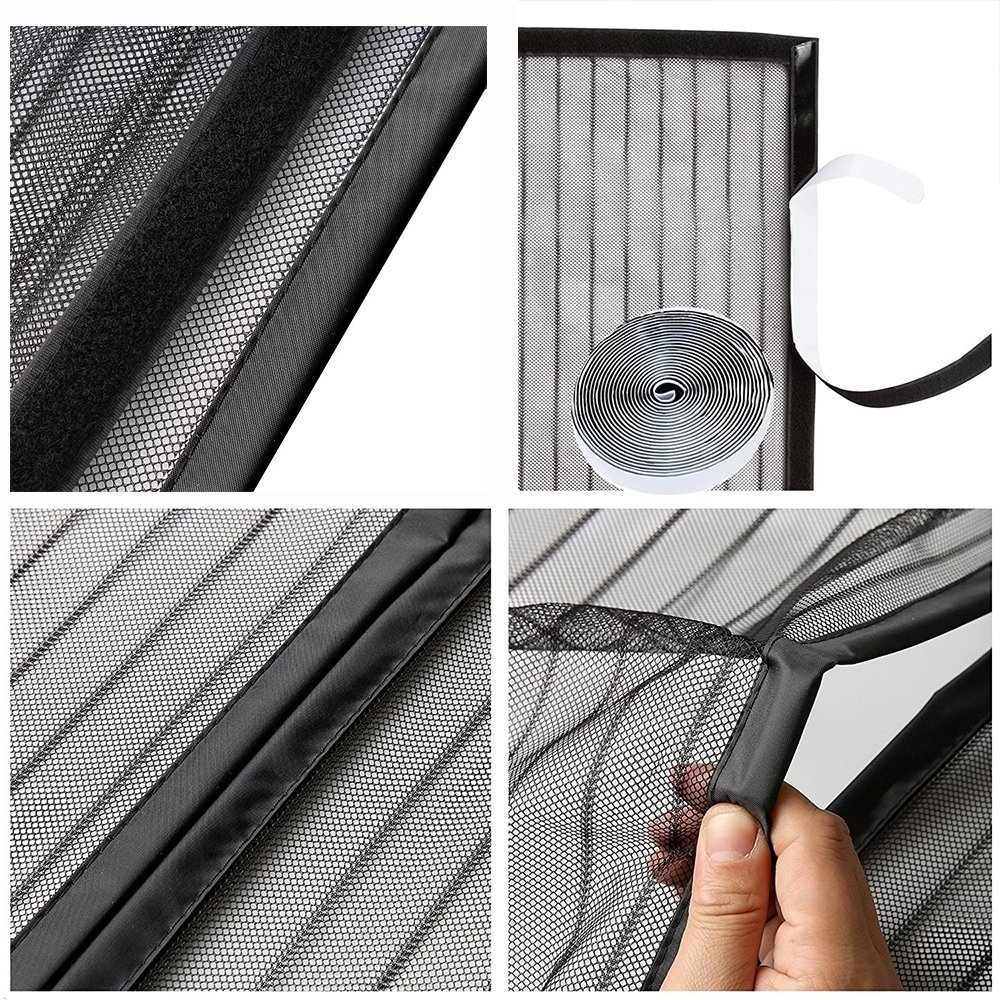 High Quality 38*83 Self Sealing Magnetic Mosquito Fly Screen Door Curtain Black