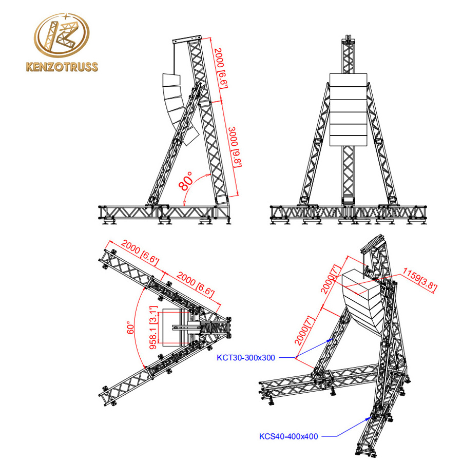 Aluminum PA Tower Line Array Speaker Truss Tower for Concert Stage Display