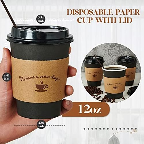 8/12/16/22 oz Wholesale Compostable Paper Coffee Cups Disposable Eco Friendly, Disposable Coffee Cups With Lids