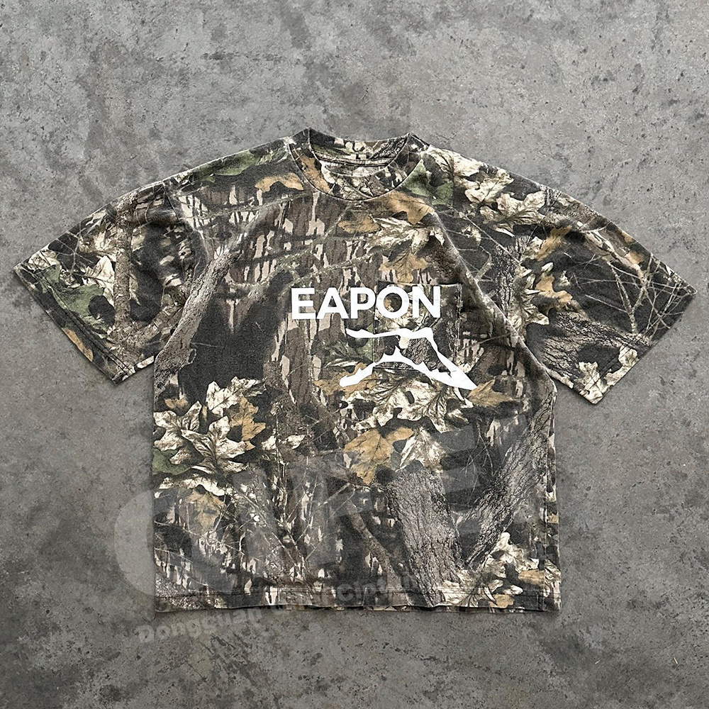 Custom high quality realtrees boxy camoflouge t-shirt digital printing 100% cotton camo t shirts men