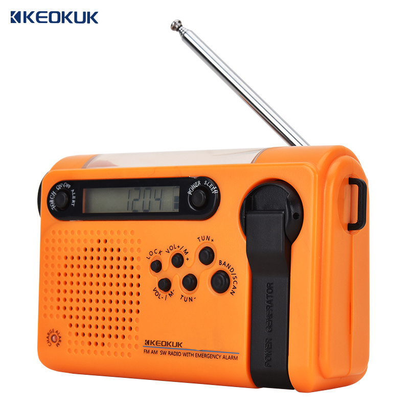 Portable Weather Radio Hand Crank Dynamo Powered Torch Fm Am Sw Radio Receiver With Solar Outdoor Emergency Alarm Flashlight