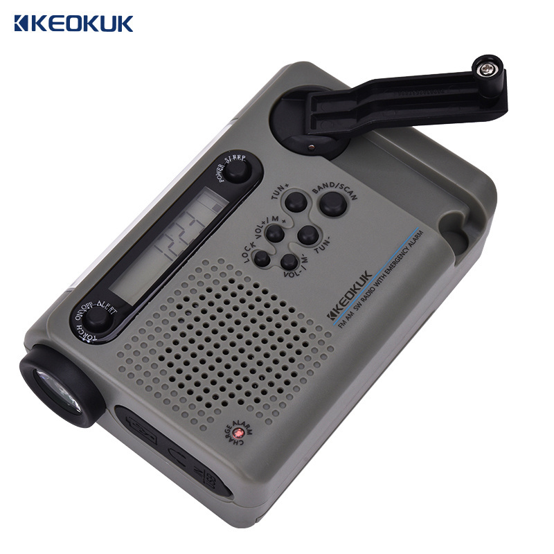 Portable Weather Radio Hand Crank Dynamo Powered Torch Fm Am Sw Radio Receiver With Solar Outdoor Emergency Alarm Flashlight