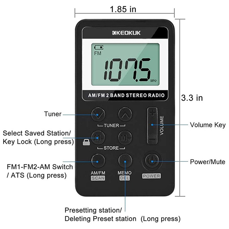 Cheap Wholesale Portable Handheld Mini Radio 2-Band Stereo Scanning Am Fm Radio For Working Jogging Walking