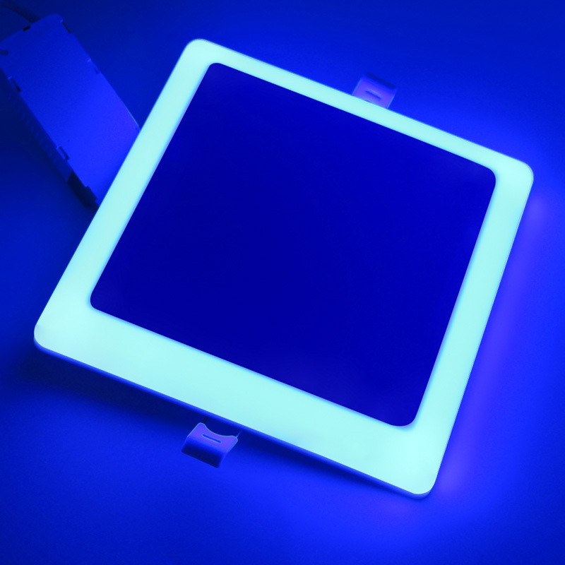 Double color dimmable 16w colour changing led ceiling panel light recessed square