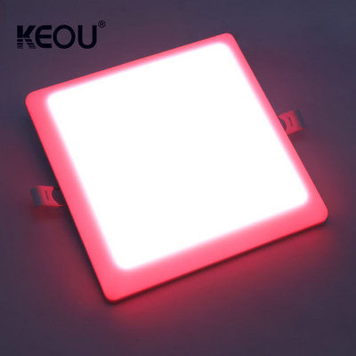 Double color dimmable 16w colour changing led ceiling panel light recessed square