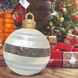 60cm Xmas Decor Christmas Decoration Balloons Outdoor Printing PVC Holiday Atmosphere Crafts Inflatable Toy Ball