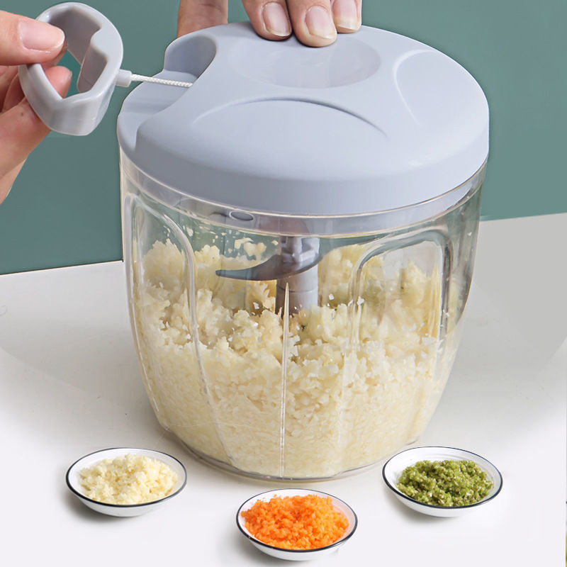 Manual Food Process Vegetable Chopper Garlic Press Portable Hand Pull String Garlic Mincer 500ml 900ml Cutter Garlic Chopper