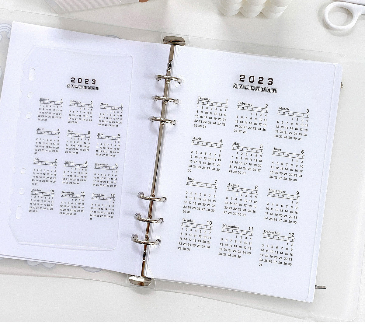 A5 A6 Loose-leaf calendar 2024 Calendar Divider Sheet Partition Baffle PP Transparent Matte Standard 6 Holes Divider For Binder