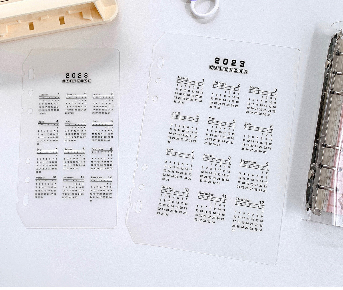 A5 A6 Loose-leaf calendar 2024 Calendar Divider Sheet Partition Baffle PP Transparent Matte Standard 6 Holes Divider For Binder