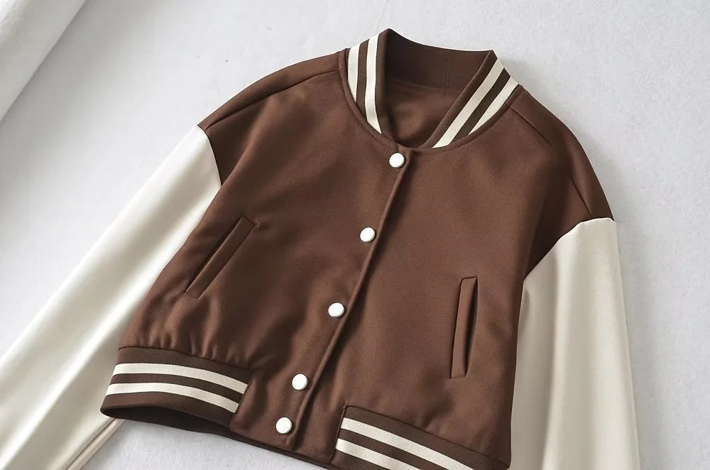 Custom High Quality Leather Sleeve Rib Bottom Wool Cloth Patch Embroidery Cropped Women's Varsity Jacket Letterman Jacket