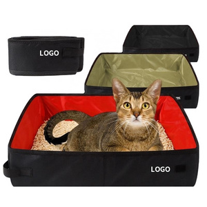 Hot Sale Pet Products Cleaning Oxford Cloth Cat Toilet Box Simple Cute Foldable Cat Litter Box